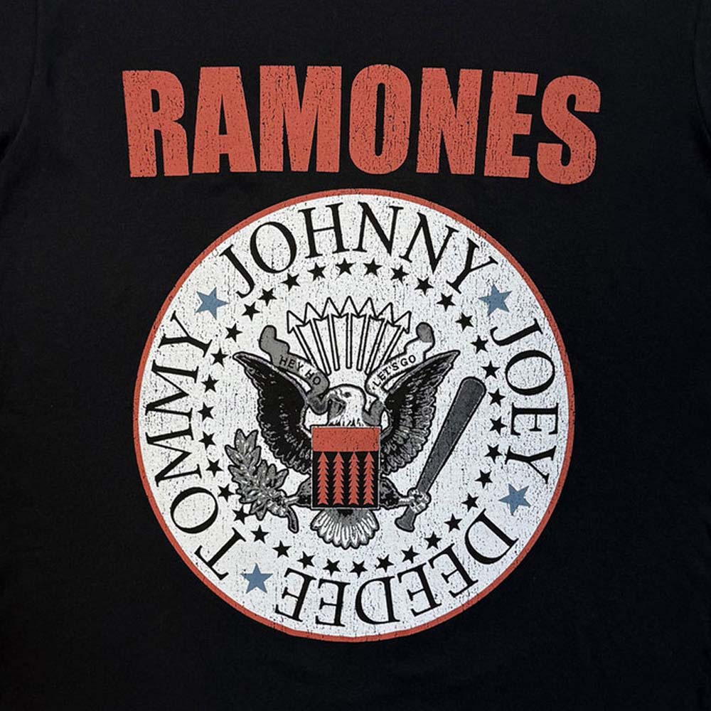 【予約商品】 RAMONES ラモーンズ (デビュー 50周年 ) - Hey Ho Red Block Text / バックプリントあり / Premium Carbon / Tシャツ / メンズ