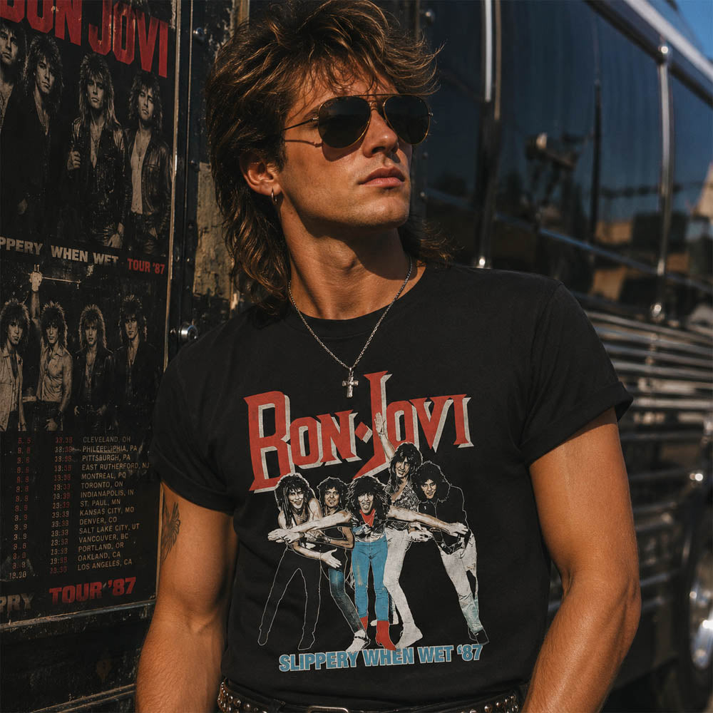 BON JOVI ボンジョヴィ - Slippery When Wet '87 / バックプリントあり