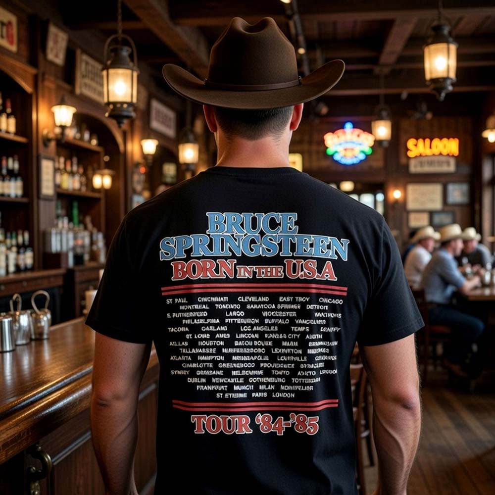 BRUCE SPRINGSTEEN ブルーススプリングスティーン - E Street Tour '84-'85 / バックプリントあり / カーボンソフト加工 / Tシャツ / メンズ