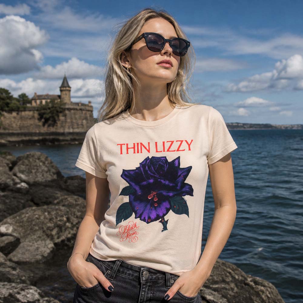 THIN LIZZY シンリジィ - Black Rose Tracklist / バックプリントあり / Tシャツ / メンズ