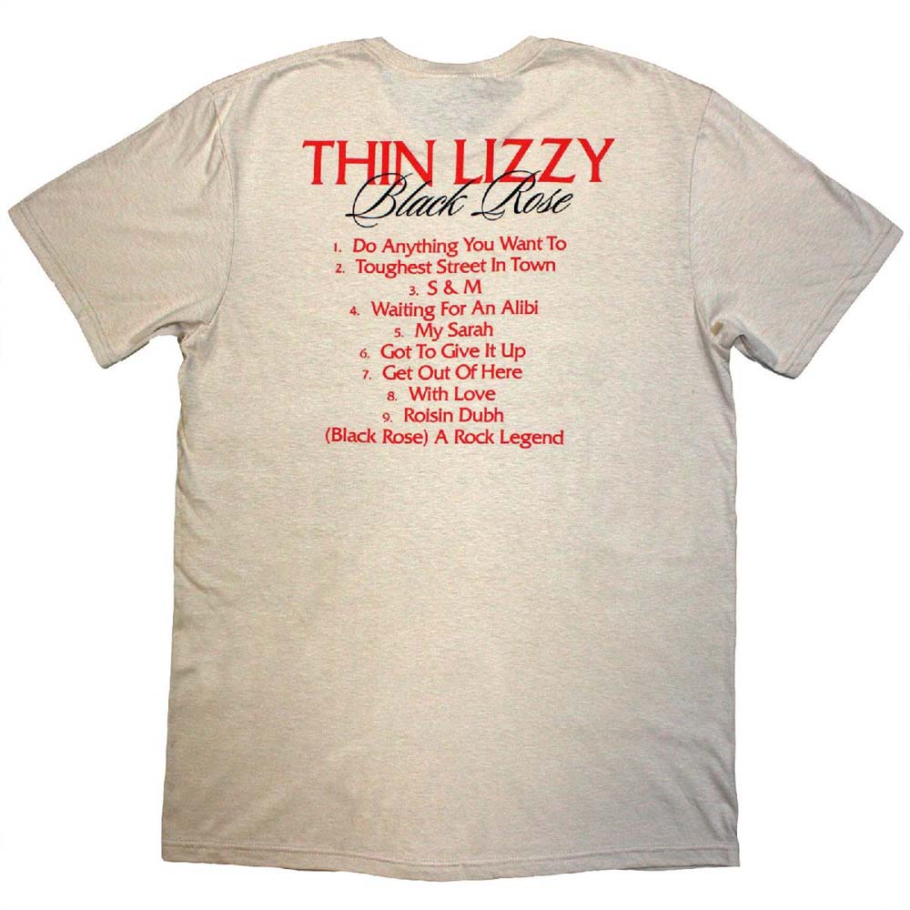 THIN LIZZY シンリジィ - Black Rose Tracklist / バックプリントあり / Tシャツ / メンズ