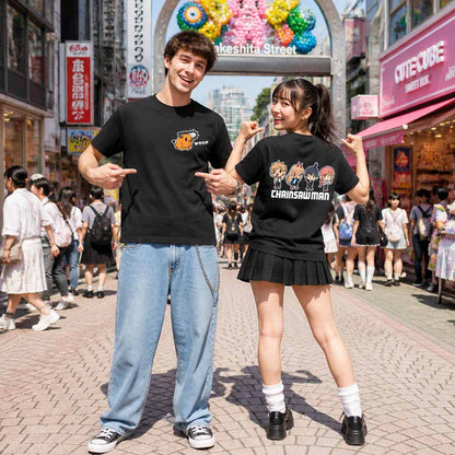 CHAINSAW MAN チェンソーマン - POCHITA, DENJI, MAKIMA, AKI AND POWER SD VERSION / バックプリントあり / Tシャツ / メンズ