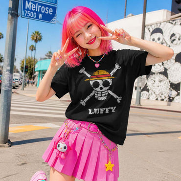 ONE PIECE ワンピース - LUFFY PIRATE FLAG / DISTRESSED / Tシャツ / メンズ