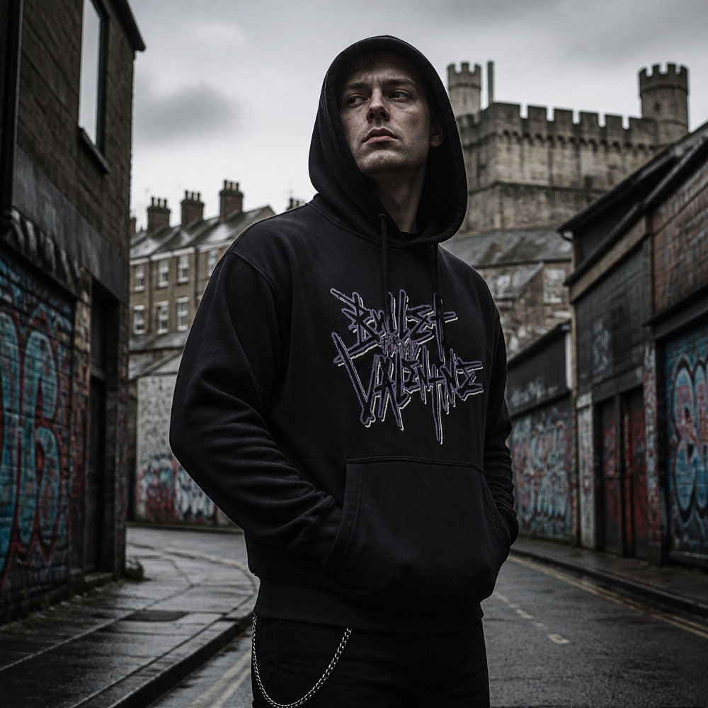 【予約商品】 BULLET FOR MY VALENTINE ブレットフォーマイヴァレンタイン - Purple Logo / スリーブプリントあり / パーカー・スウェット / メンズ