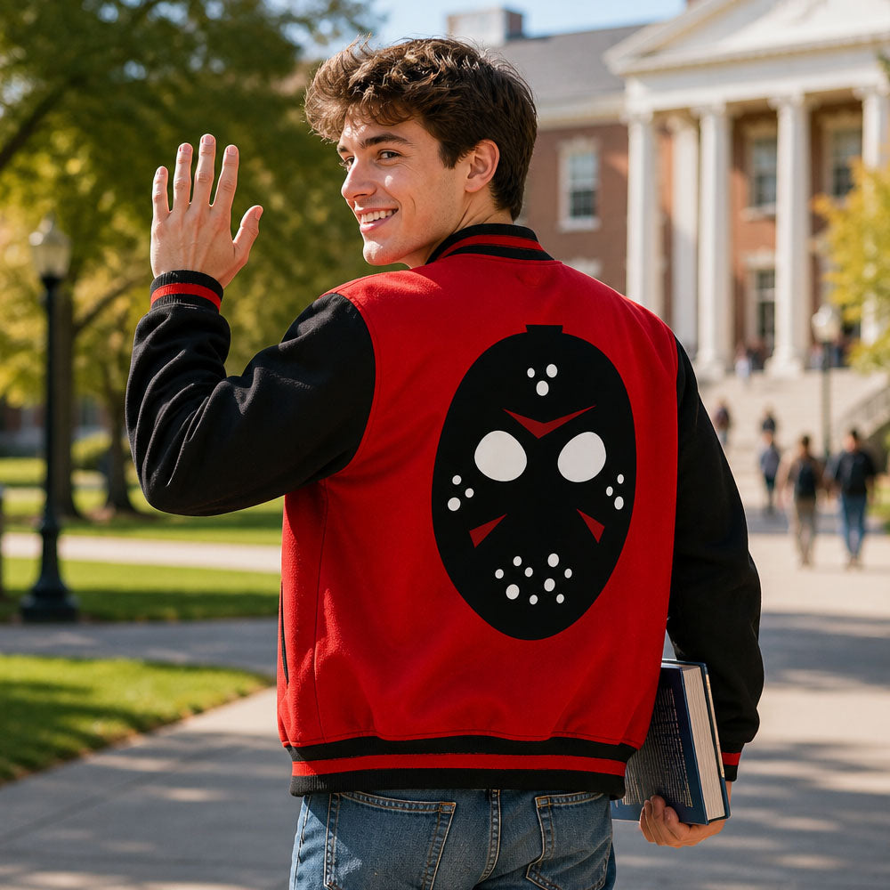 【予約商品】 FRIDAY THE 13TH 13日の金曜日 - Jason Jumbo Mask Back / バックプリントあり / VARSITY JACKET / アウター / メンズ