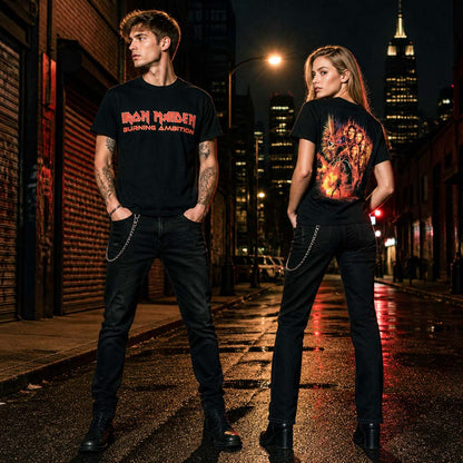 IRON MAIDEN アイアンメイデン (11月 来日 記念 ) - Burning Ambition Text Logo / バックプリントあり / Tシャツ / メンズ