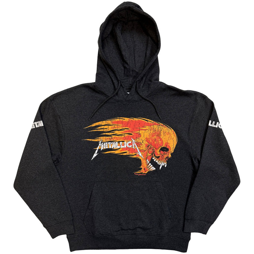 METALLICA メタリカ (結成 45周年 ) - Worn Pushead Flaming Skull / スリーブ&バックプリントあり / パーカー・スウェット / メンズ