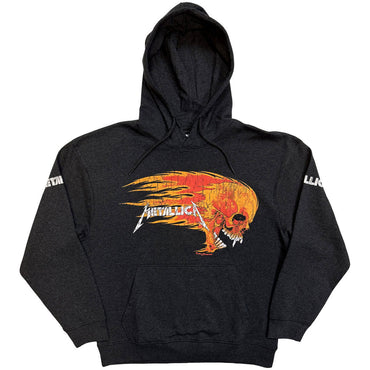 【予約商品】 METALLICA メタリカ (結成 45周年 ) - Worn Pushead Flaming Skull / スリーブ&バックプリントあり / パーカー・スウェット / メンズ