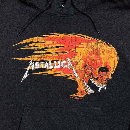 METALLICA メタリカ (結成 45周年 ) - Worn Pushead Flaming Skull / スリーブ&バックプリントあり / パーカー・スウェット / メンズ