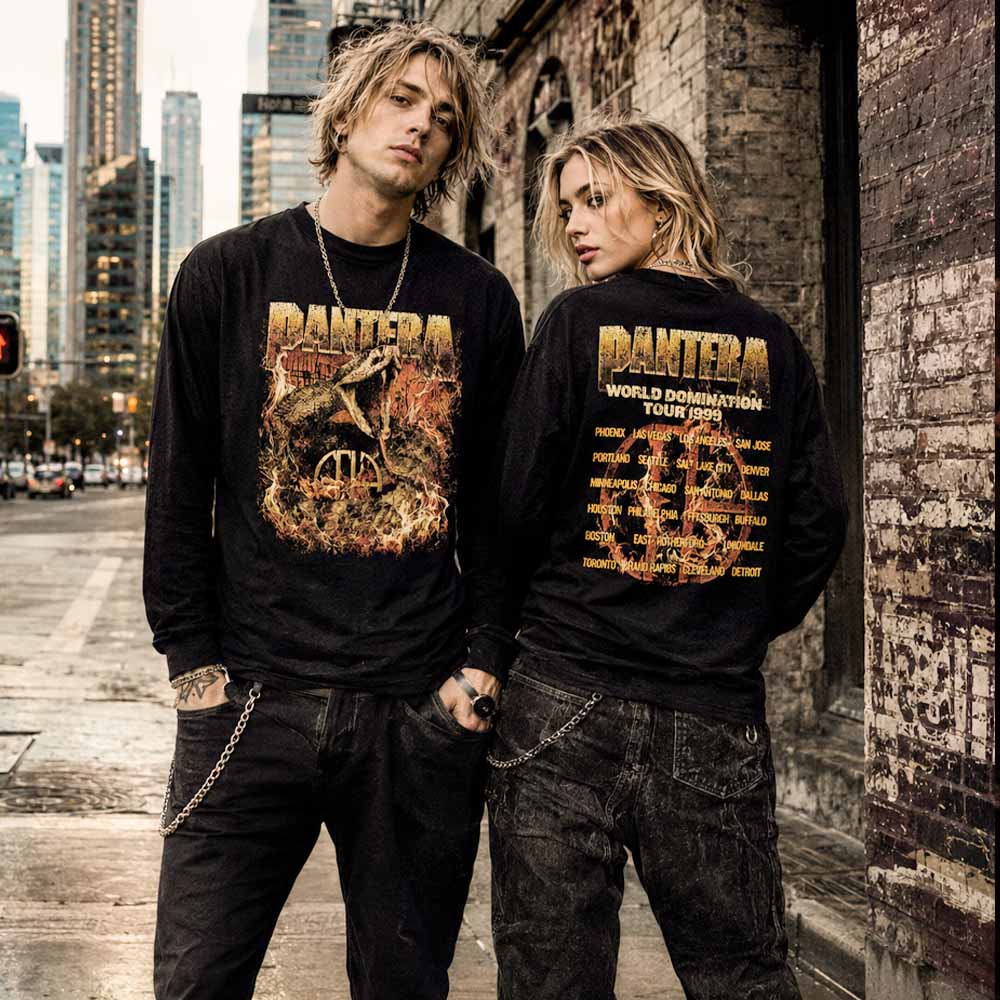 【予約商品】 PANTERA パンテラ (結成 45周年 ) - World Domination Tour / バックプリントあり / 長袖 / Tシャツ / メンズ