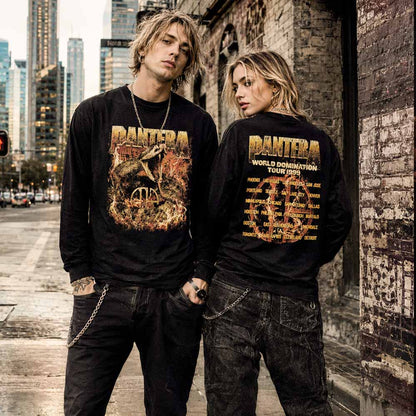 【予約商品】 PANTERA パンテラ (結成 45周年 ) - World Domination Tour / バックプリントあり / 長袖 / Tシャツ / メンズ