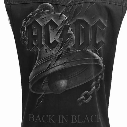 AC/DC エーシーディーシー (来日 45周年 ) - Back In Black Torn  / Stone Wash / バックプリントあり / ノースリーブ・ワーカーシャツ / トップス / メンズ