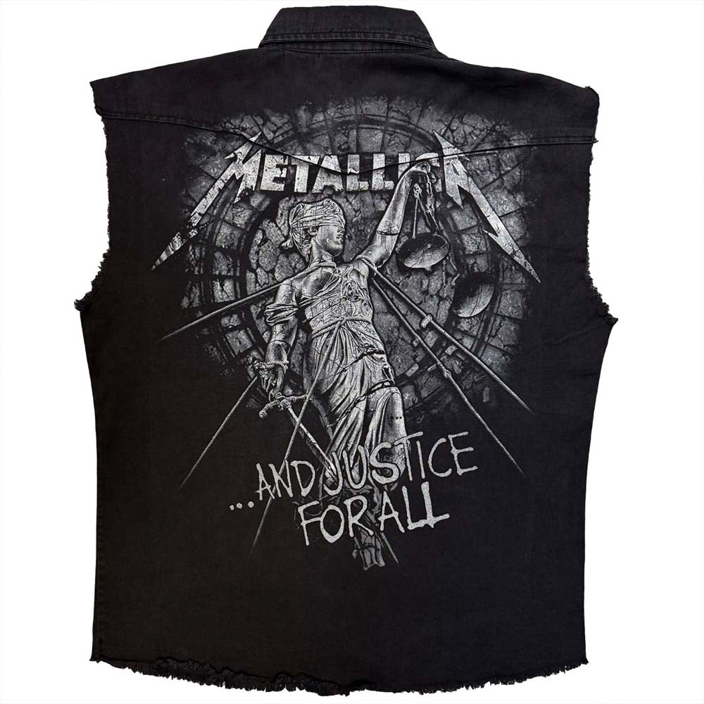 【予約商品】 METALLICA メタリカ (結成 45周年 ) - STONED JUSTICE / バックプリントあり / ノースリーブ・ワーカーシャツ / トップス / メンズ