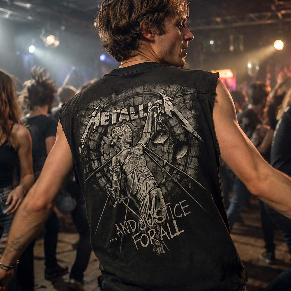 【予約商品】 METALLICA メタリカ (結成 45周年 ) - STONED JUSTICE / バックプリントあり / ノースリーブ・ワーカーシャツ / トップス / メンズ