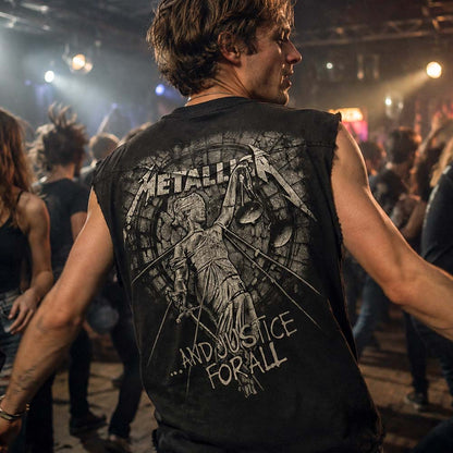 【予約商品】 METALLICA メタリカ (結成 45周年 ) - STONED JUSTICE / バックプリントあり / ノースリーブ・ワーカーシャツ / トップス / メンズ