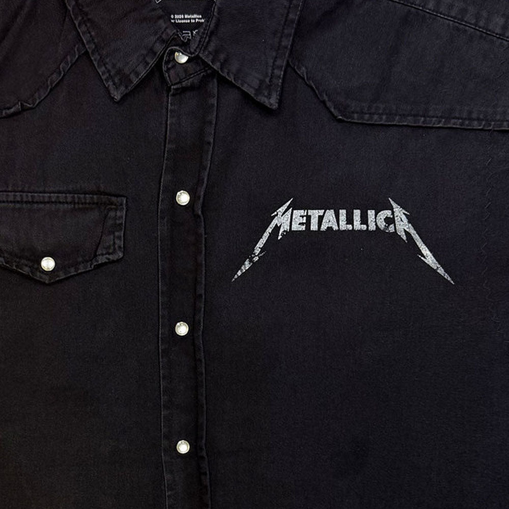 【予約商品】 METALLICA メタリカ (結成 45周年 ) - STONED JUSTICE / バックプリントあり / ノースリーブ・ワーカーシャツ / トップス / メンズ