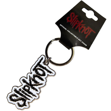 SLIPKNOT スリップノット - Black Logo White Border / キーホルダー