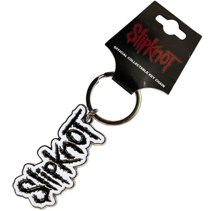 SLIPKNOT スリップノット - Black Logo White Border / キーホルダー