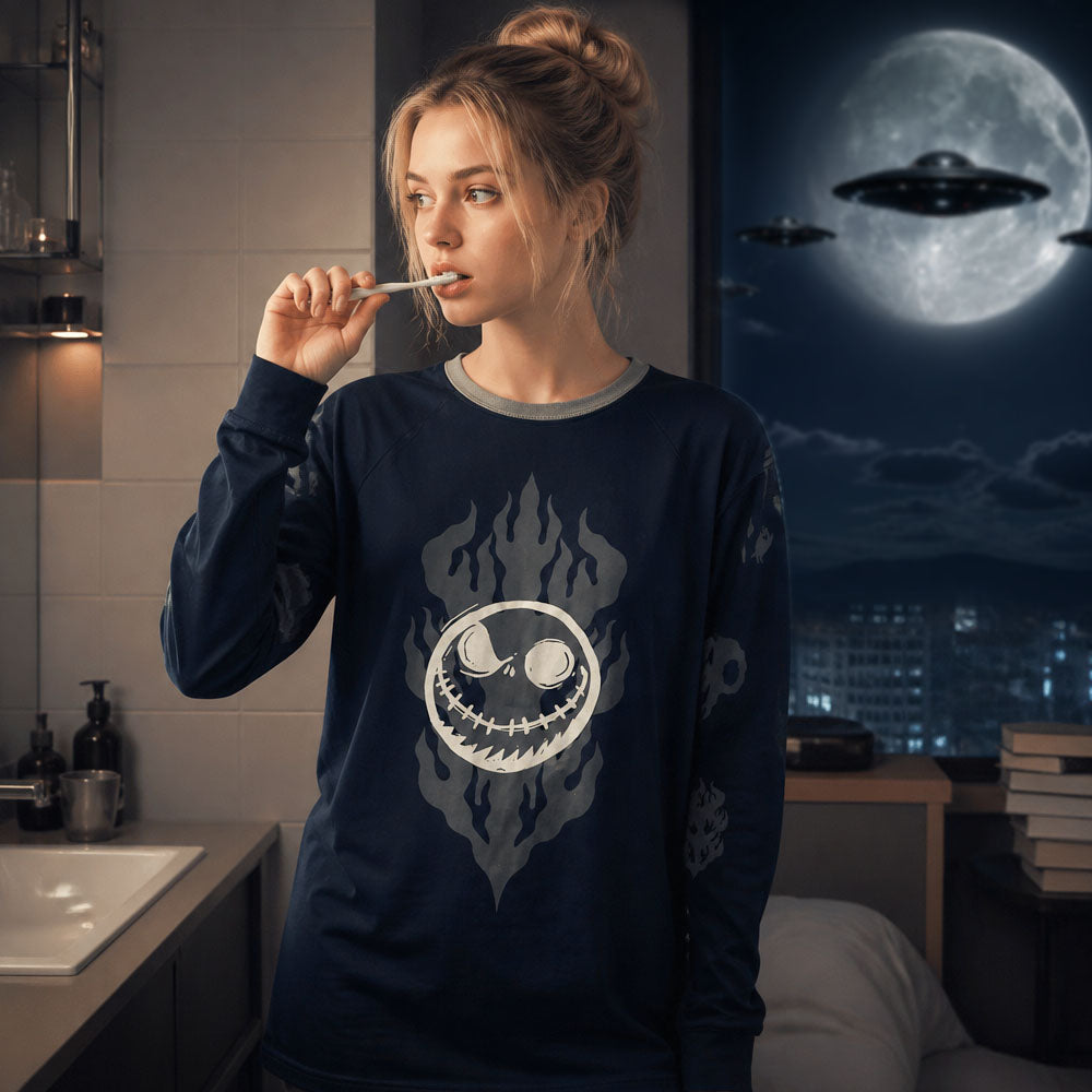 NIGHTMARE BEFORE CHRISTMAS ナイトメアー・ビフォア・クリスマス - Flaming Jack / Embellished / 長袖 / Tシャツ / メンズ