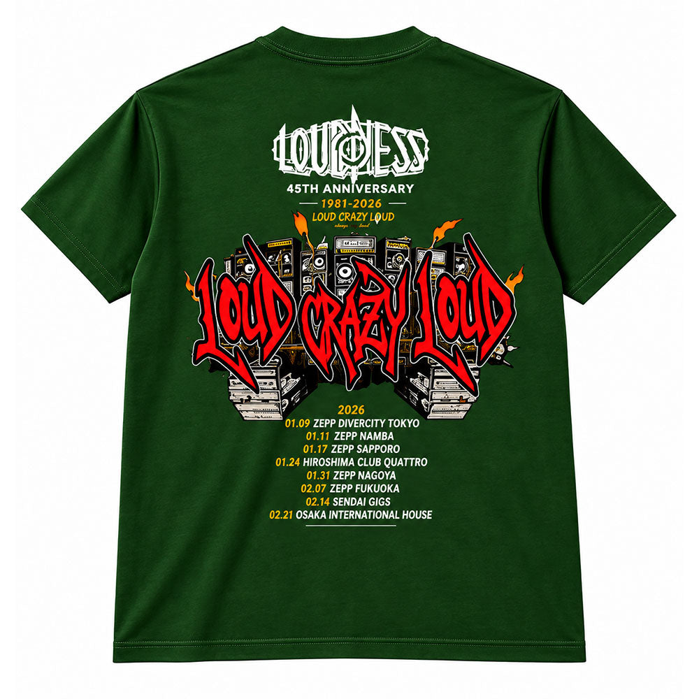 LOUDNESS ラウドネス - 45thロゴ / アーミーグリーン / バックプリントあり / Tシャツ / メンズ