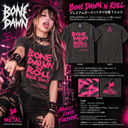 【予約商品】 BONE DAWN ボーンドーン - BONE DAWN N ROLL / プレミアムガーメントダイ仕様 / PGS METAL（ブランド） / Tシャツ / メンズ