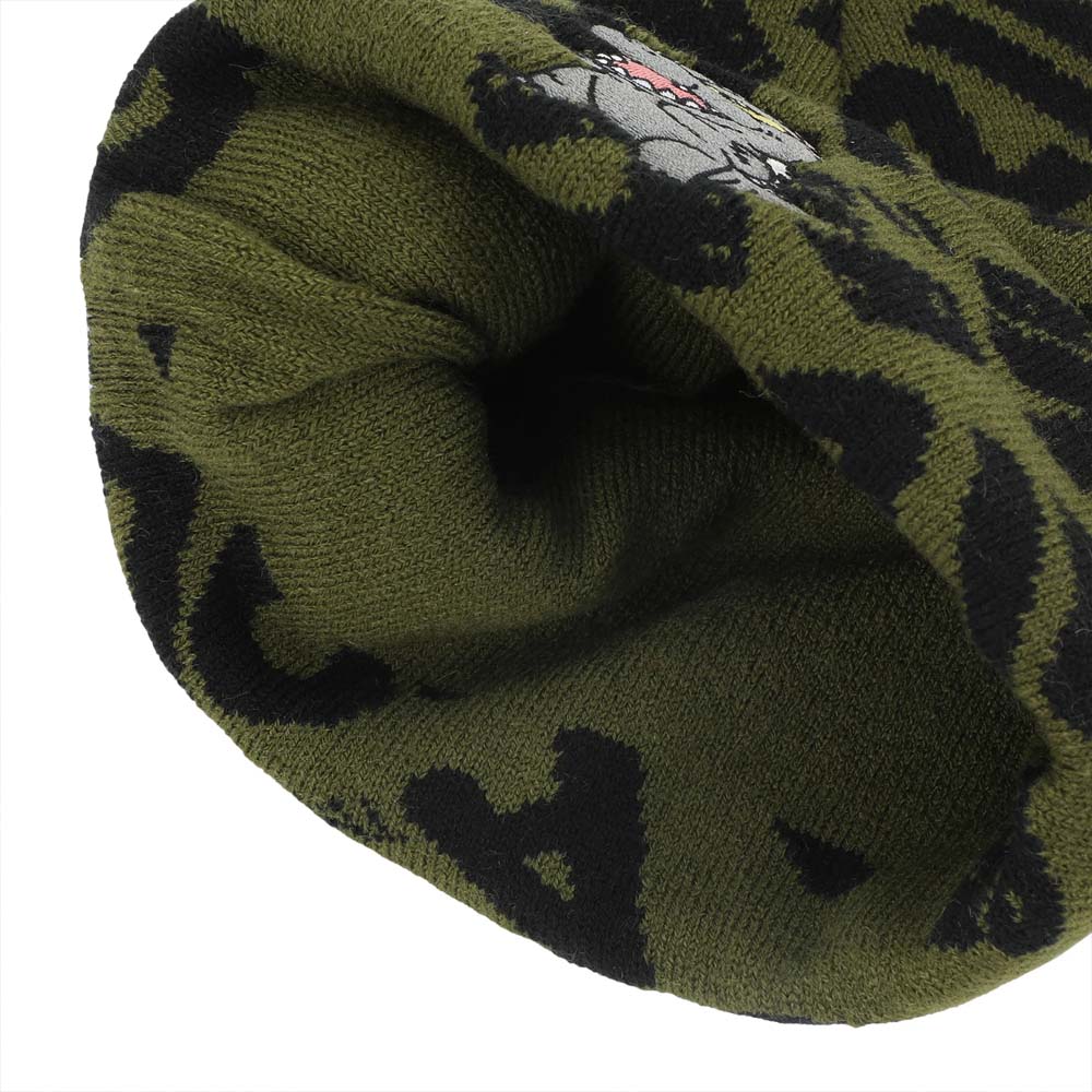 GODZILLA ゴジラ - Olive & Black Logo Jacquard / All Over Print / ビーニー