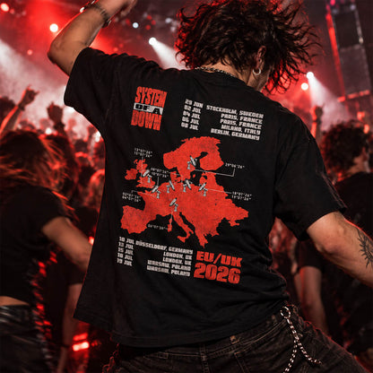 【予約商品】 SYSTEM OF A DOWN システムオブアダウン - Map Backprint Tour '26 / バックプリントあり / ツアー会場限定 / Tシャツ / メンズ