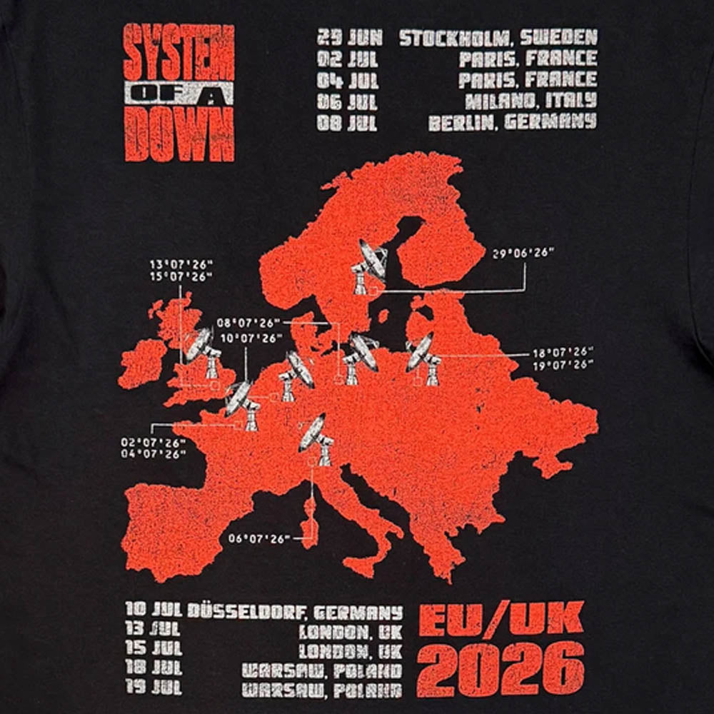 【予約商品】 SYSTEM OF A DOWN システムオブアダウン - Map Backprint Tour '26 / バックプリントあり / ツアー会場限定 / Tシャツ / メンズ