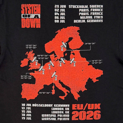 【予約商品】 SYSTEM OF A DOWN システムオブアダウン - Map Backprint Tour '26 / バックプリントあり / ツアー会場限定 / Tシャツ / メンズ