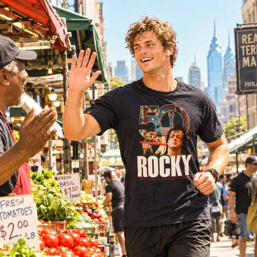 【予約商品】 ROCKY ロッキー (公開 50周年 ) - 50 Image Inlay / Tシャツ / メンズ
