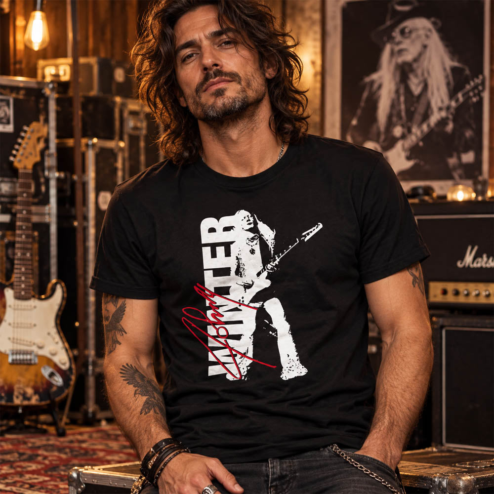 JOHNNY WINTER ジョニーウィンター - Signature Photo / Tシャツ / メンズ