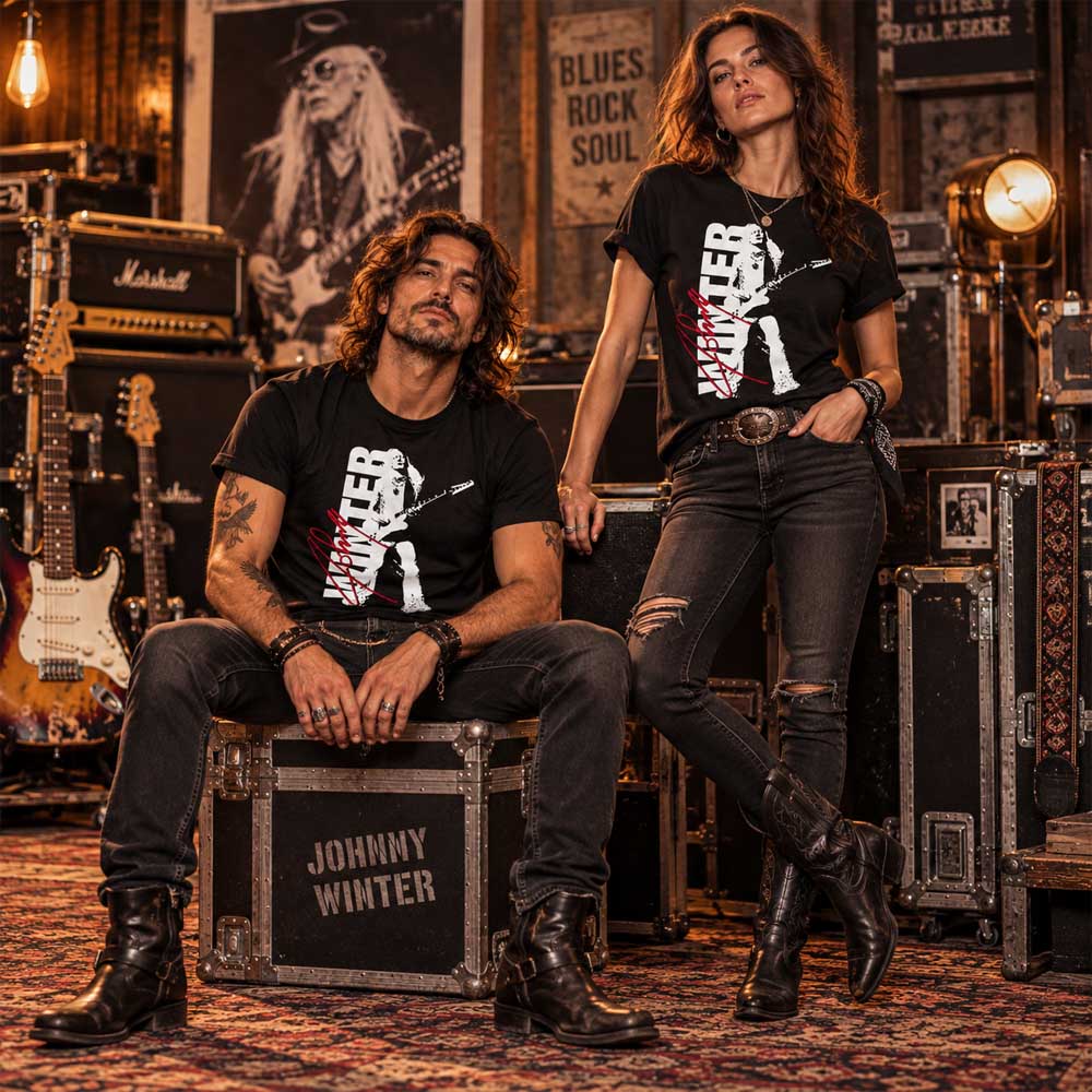 JOHNNY WINTER ジョニーウィンター - Signature Photo / Tシャツ / メンズ