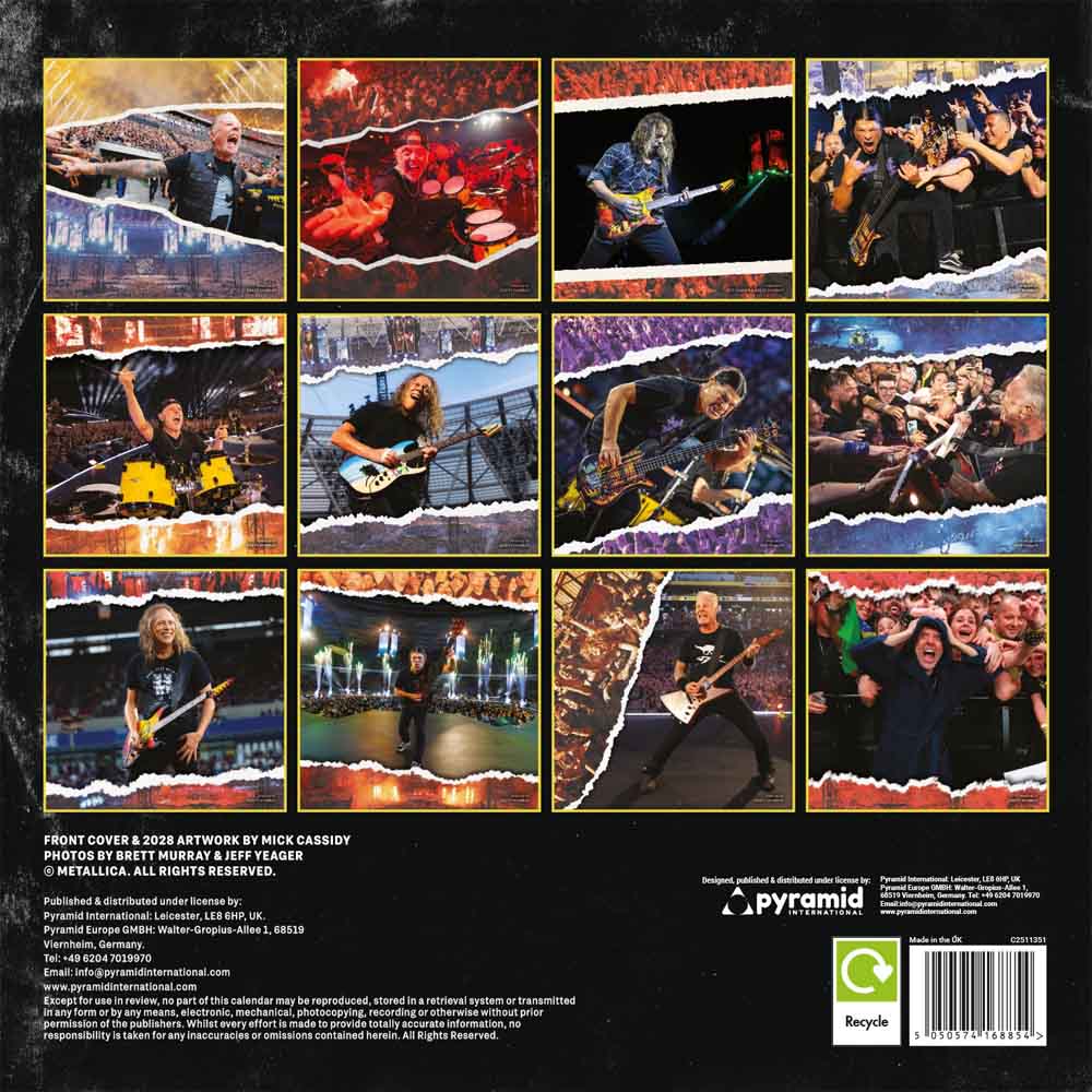 【予約商品】 METALLICA メタリカ (結成 45周年 ) - 2027 Square Calendar / 壁掛け / カレンダー・ダイアリー