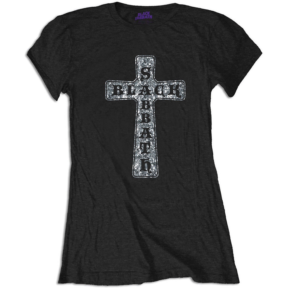 BLACK SABBATH ブラックサバス (OZZY OSBOURNE 追悼 ) - CROSS / Diamante（ブランド） / Tシャツ / レディース 【公式 / オフィシャル】