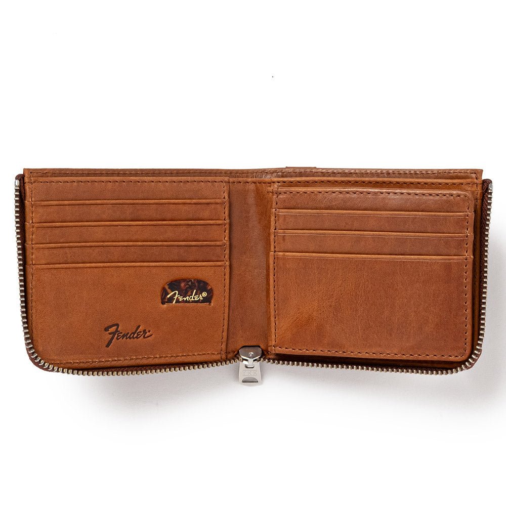 FENDER フェンダー - 二つ折り札入れ L字ファスナー / Brown / ギター