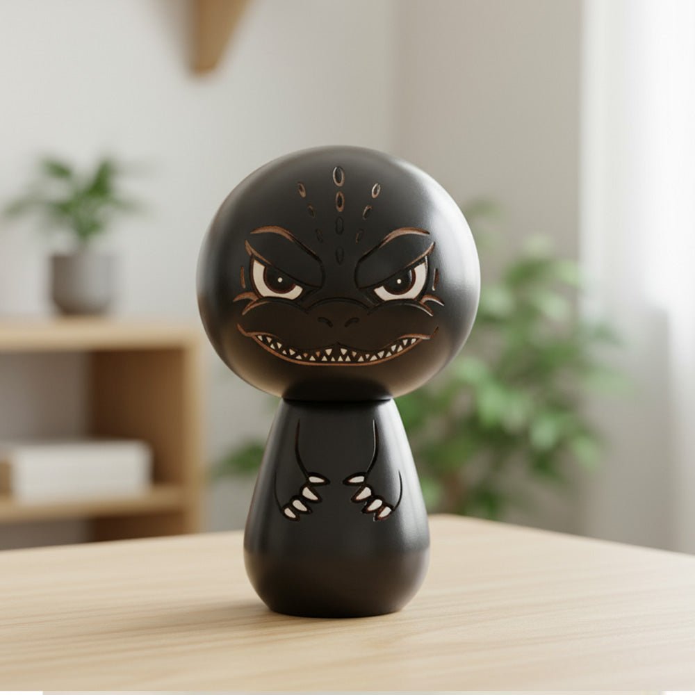 ゴジラの置物、　事務所での展示品 GODZILLA ゴジラ - Godzilla & Japanese traditional crafts / こけし