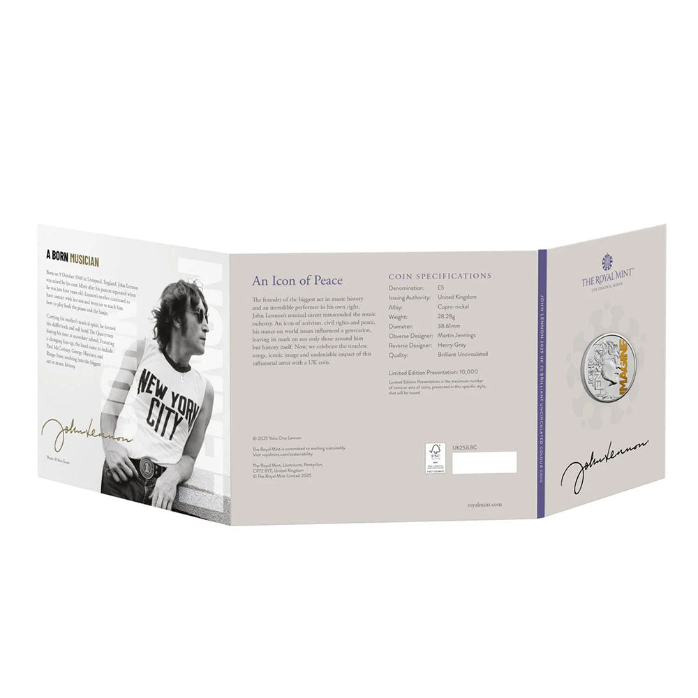 JOHN LENNON ジョンレノン (生誕 85年 ) - 2025 UK £5 Brilliant
