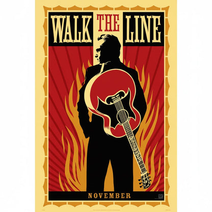 JOHNNY CASH - (デビュー 70周年 ) - 絶版 オリジナル映画プロモーション・ポスター 「Walk The Line」US劇場用