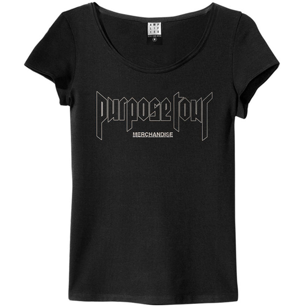 JUSTIN BIEBER ジャスティンビーバー - WORLD TOUR 2017 / レアモデル / Amplified（ ブランド ） / バックプリントあり / Tシャツ / レディース｜公式ライセンス商品｜PGS