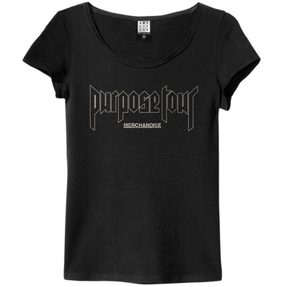 JUSTIN BIEBER ジャスティンビーバー - WORLD TOUR 2017 / レアモデル / Amplified（ ブランド ） / バックプリントあり / Tシャツ / レディース｜公式ライセンス商品｜PGS