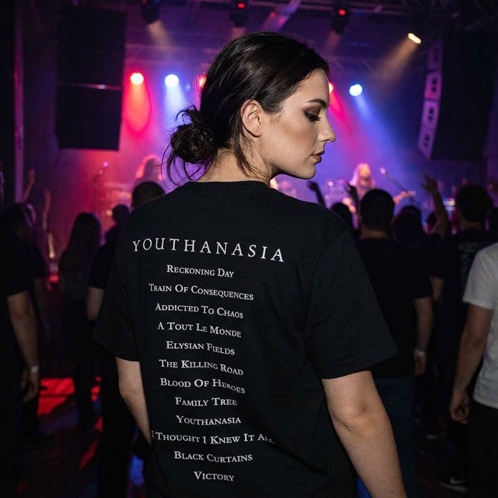 MEGADETH メガデス (2026.1.23 新譜 発売 記念 ) - Youthanasia Tracklist / バックプリントあり / Tシャツ / メンズ｜公式ライセンス商品｜PGS