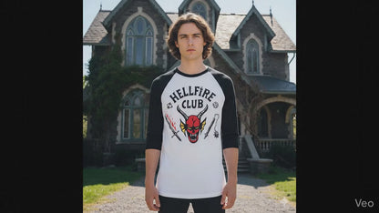 【予約商品】 STRANGER THINGS ストレンジャー・シングス - HELLFIRE CLUB ラグラン七分袖 | ラスト販売 / Tシャツ / メンズ